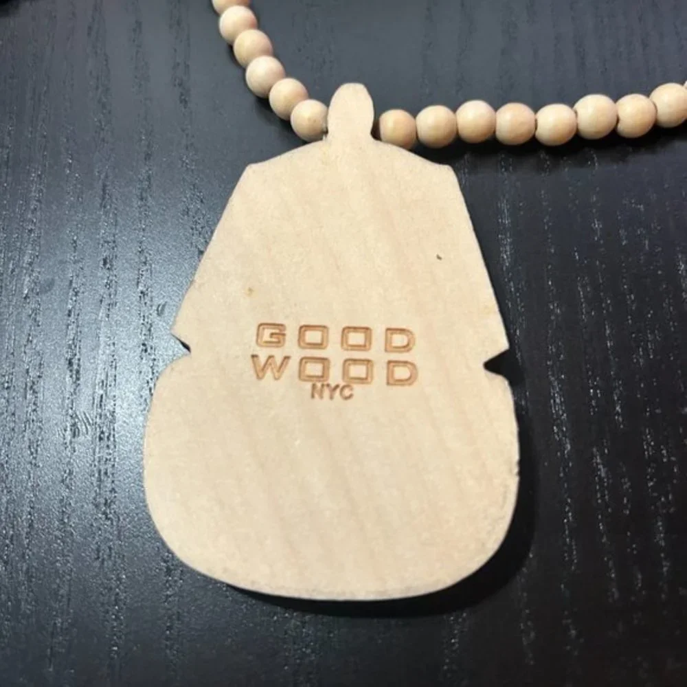 GoodWood NYC Pharaoh Necklace Wooden Pendant Wooden Beaded - Picture 4 of 4